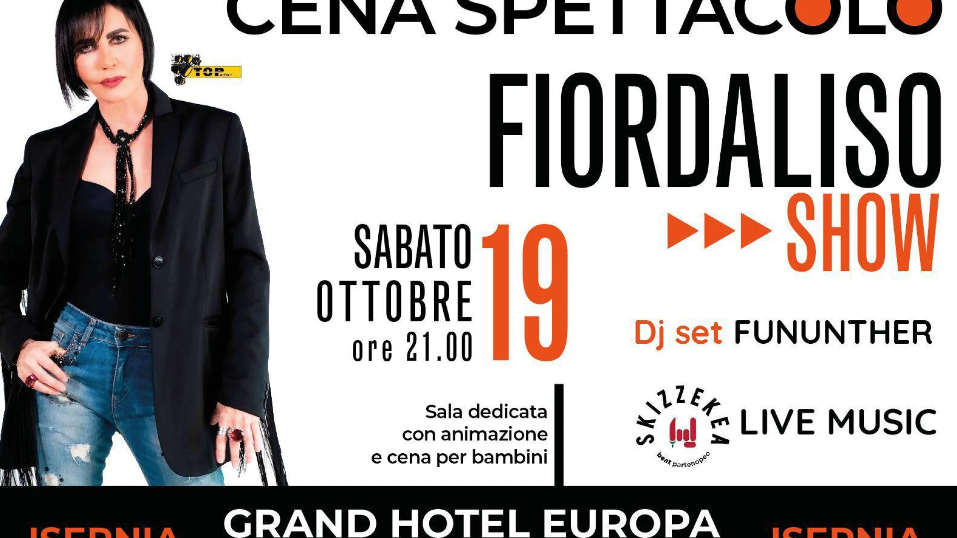 Isernia: cena spettacolo al Grand Hotel Europa con FIORDALISO. Evento imperdibile. Al via una nuova stagione di grandi appuntamenti musicali.